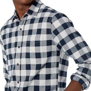 Amazon Essentials blue plaid flannel shirt